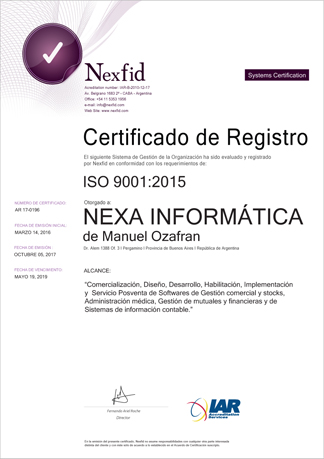 Certificado ISO 9001:2015